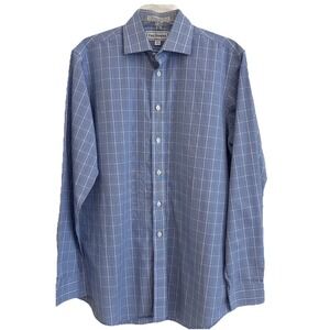 Paul Fredrick Dress Shirt Non Iron 100% 2 Ply Cotton Dobby Check 15-35 NWOT
